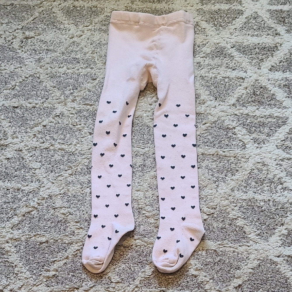 10 for $25 - H&M Girls 2Y-4Y Light Pink Tights with Black Hearts